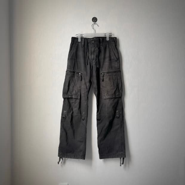 펑크 00's y2k 락시크 갸루 워싱 데미지 포켓 벌룬 카고팬츠