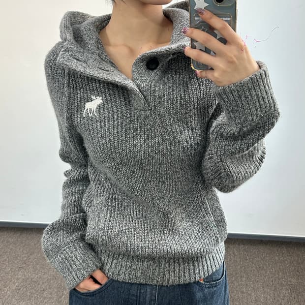Abercrombie 아베크롬비 그레이 &fitch 니트후드