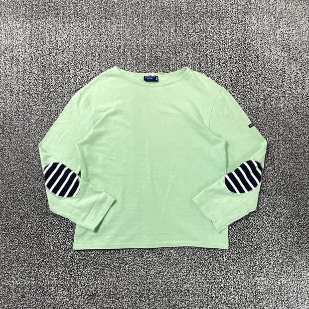 빈티지9. 세인트제임스 메르디앙 엘보 패치 긴팔 티셔츠 롱슬리브 연두