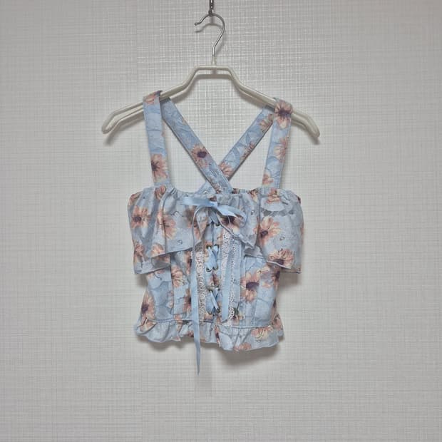 로리타 레이스업  히메갸루 스카이블루 브라탑