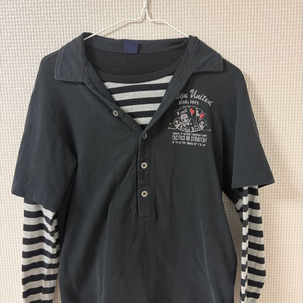 빈티지 스트라이프 갸루 펑크 롱슬리브