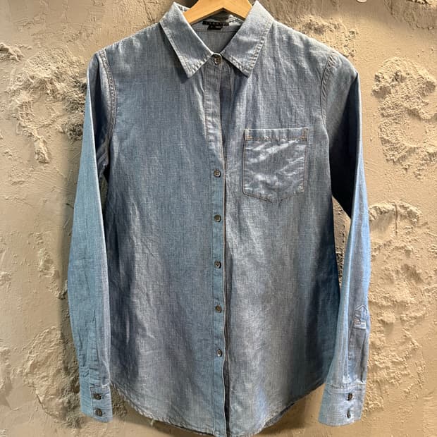 S 띠어리 Theory 코튼 린넨 셔츠 데님블루