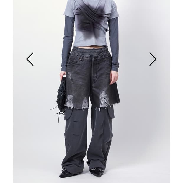 [S] 앤더슨벨 개더드 후디 저지 탑 그레이