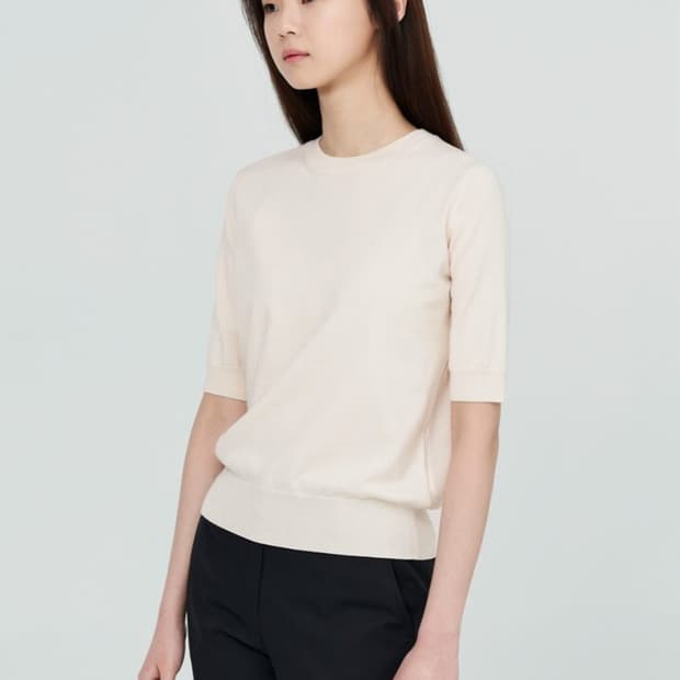 빈폴 울블렌드 라운드넥 반팔 니트 S사이즈