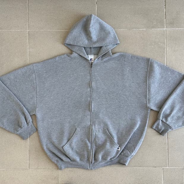 00s 빈티지 러셀 후드집업 그레이 XL