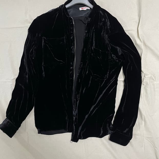 마수MASU 벨벳 집업 셔츠