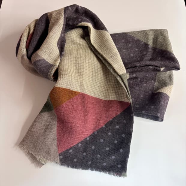 패치워크 패턴 도트 모리걸 히피 wool 머플러 (Made in INDI