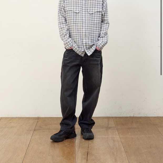 etce LAYERED CUFFS CHECK SHIRT (WHITE) M
