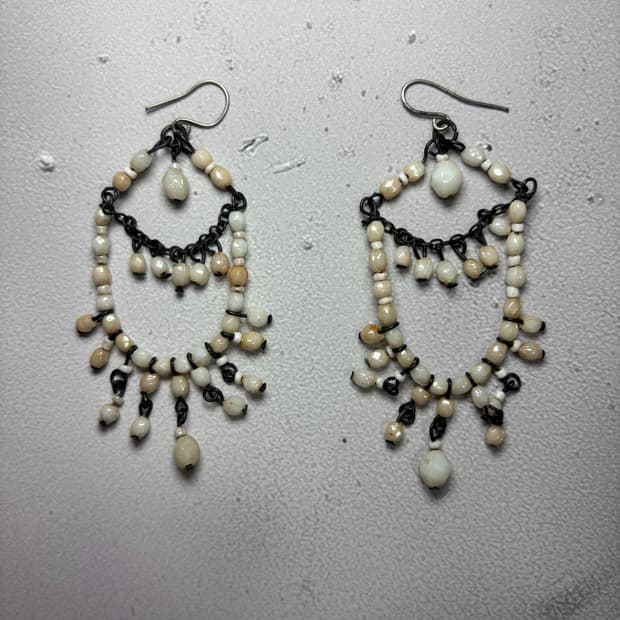 Noir ivory dangle drop earrings