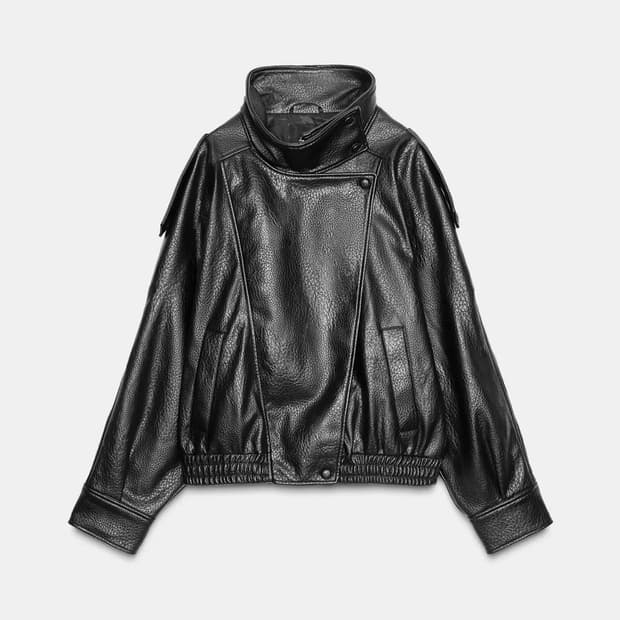 ZARA 페이크 레더 점퍼 블랙 S