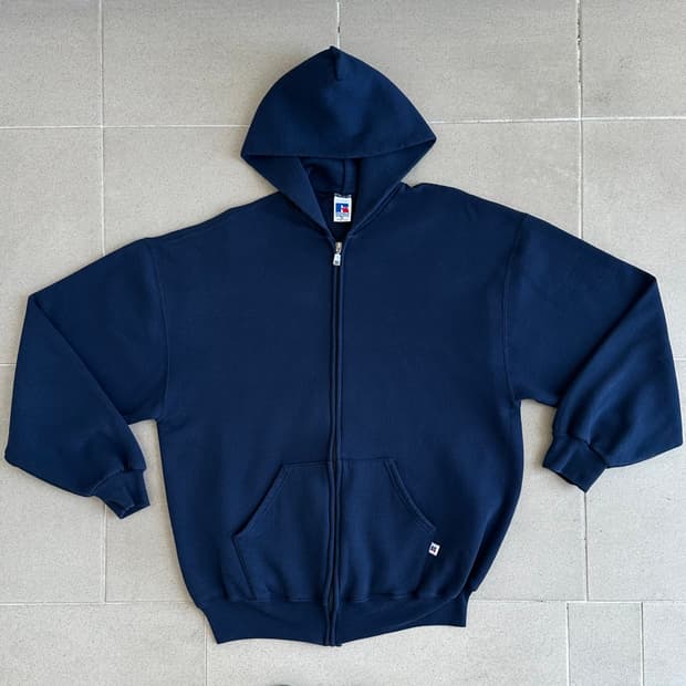 90s 빈티지 러셀 후드집업 네이비 XL
