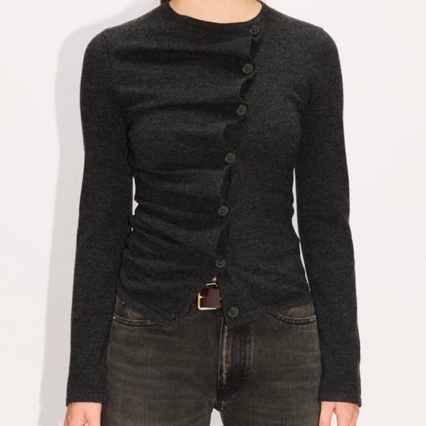 [34,36,38]호프 Asymmetrical 가디건/차콜