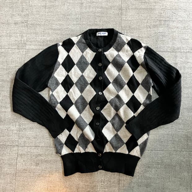 일본빈티지 Saintmarks 올드스쿨아메카지 혁오풍 아가일가디건