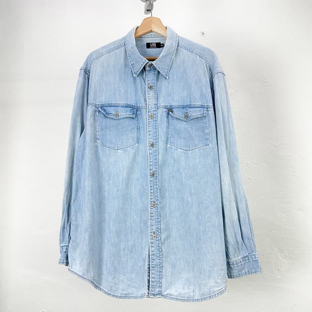 리 투포켓 연청 데님 셔츠