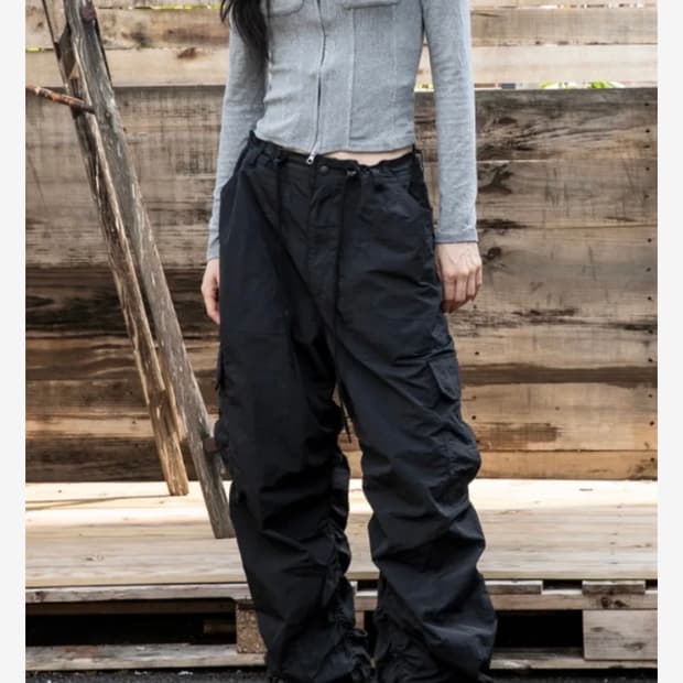 엑스톤즈 XP127 셔링 카고 팬츠 블랙 S