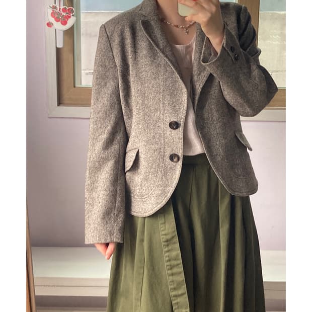 일본 브라운 울 블레이저