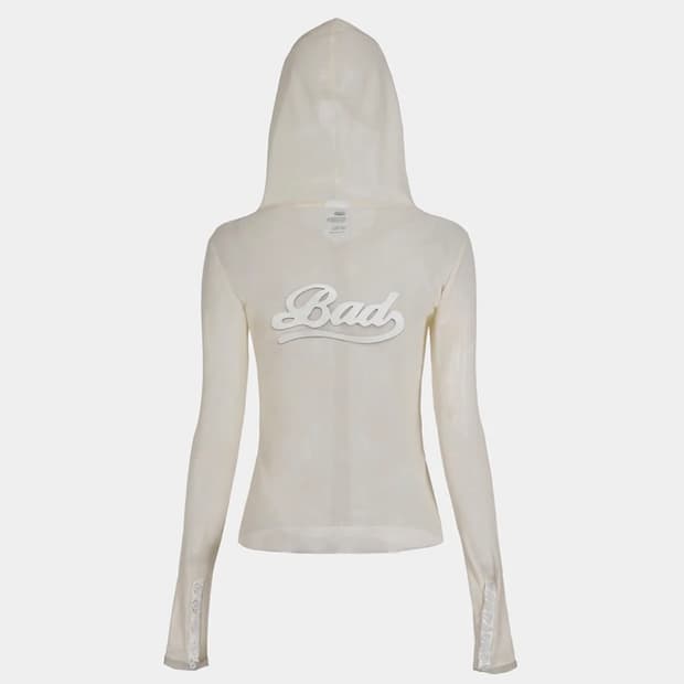 배드블러드) 브리즈 버튼 시스루 후드 가디건