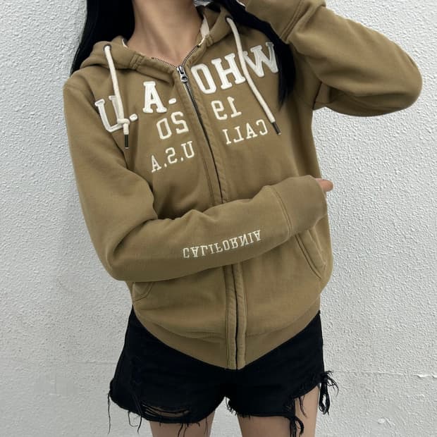 후아유 센터로고 머스타트 후드집업 M