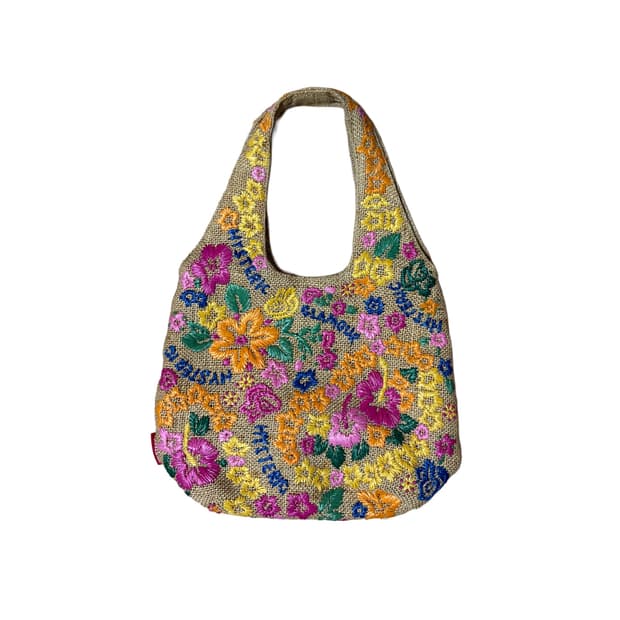 HYSTERIC GLAMOUR FLOWER JUTE BAG 