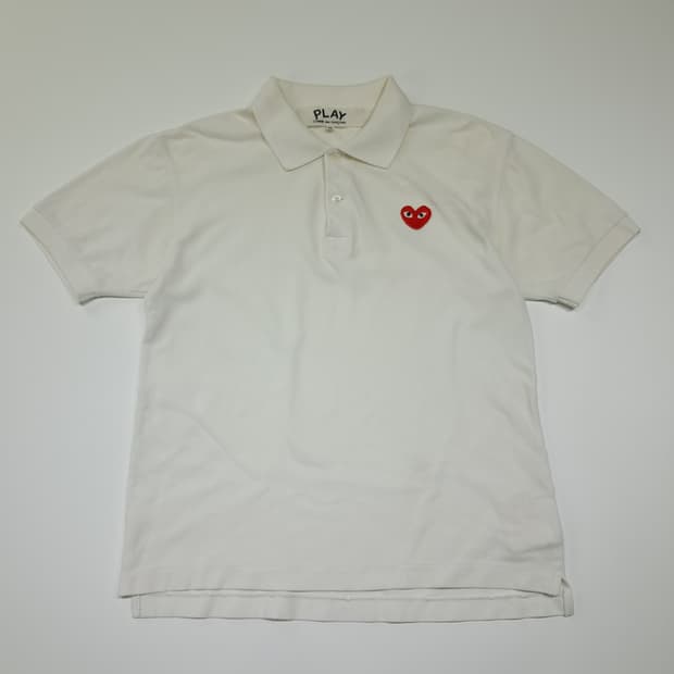 CK087 M 꼼데가르송 일본판 하트와펜 화이트 카라 반팔 티셔츠