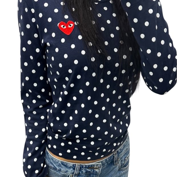 플레이 꼼데가르송 도트 롱슬리브 polka dot(네이비) M