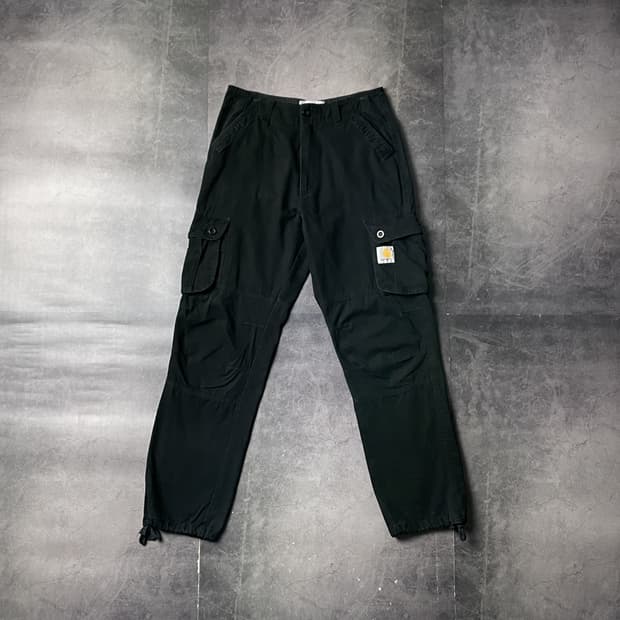 CARHARTT 칼하트 WIP 빈티지 블랙 카고 워크 팬츠 A00847