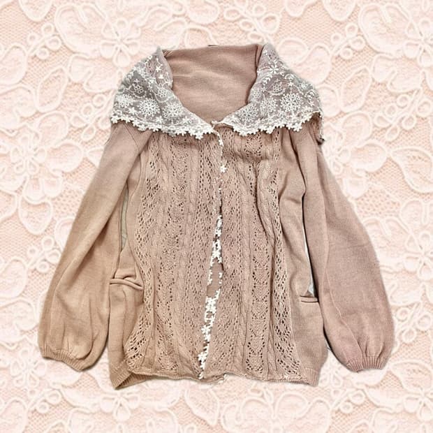 earth music 어스뮤직 라떼 레이스 니트 가디건