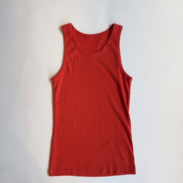 Orange Ribbed Basic Tank Top 