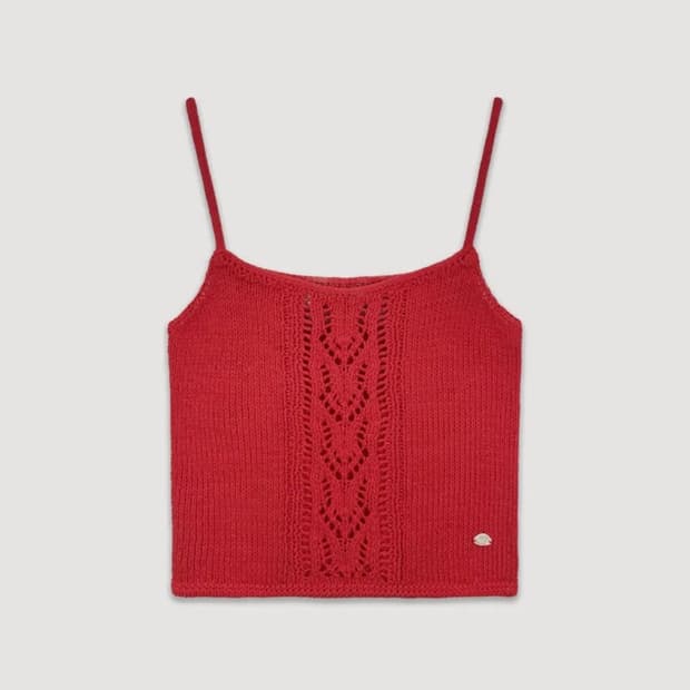 썸웨어버터 Leaf Cotton Sleeveless Knit - Red