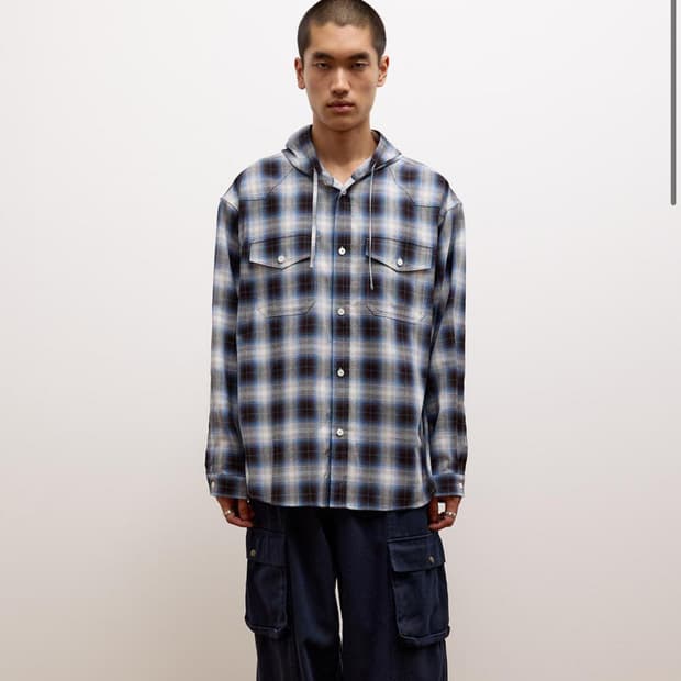 애프터 프레이 인기제품 웨스턴체크 후드셔츠 M