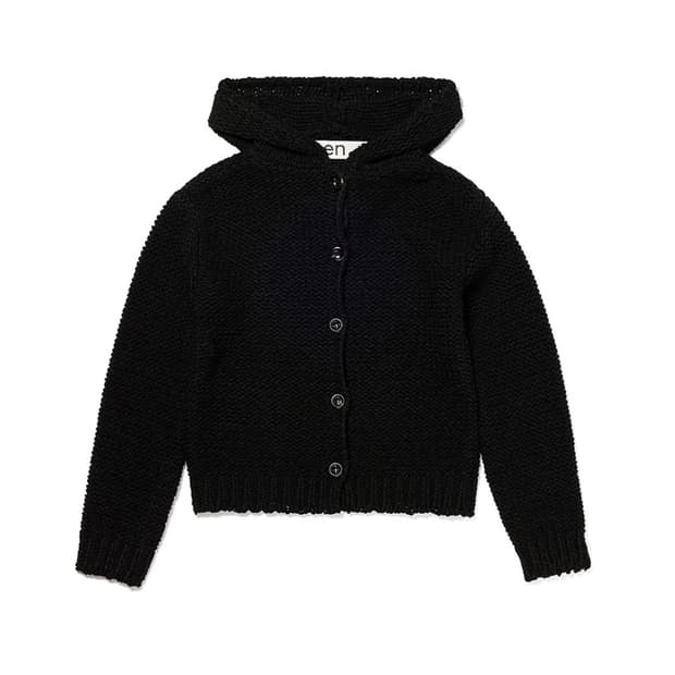 오픈와이와이 HOODED CHUNKY CARDIGAN, BLACK 