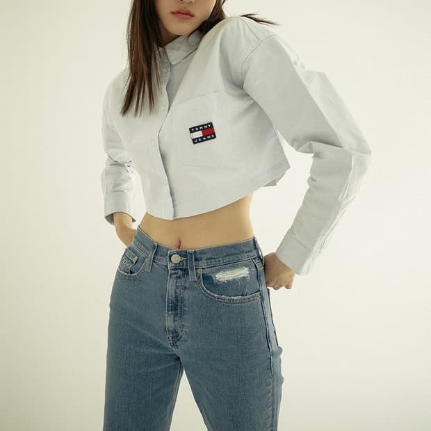 타미 스트라이프 크롭셔츠