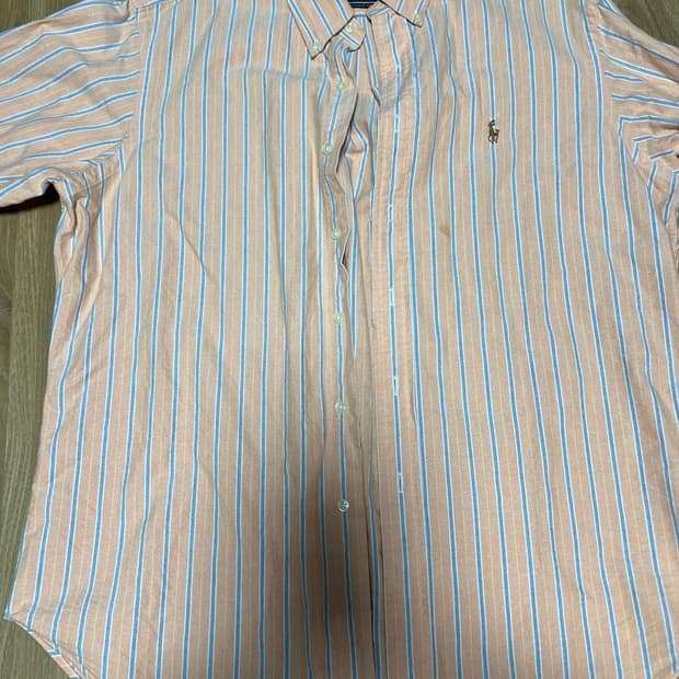 폴로랄프로렌 오렌지/블루 스트라이프 셔츠(XL)