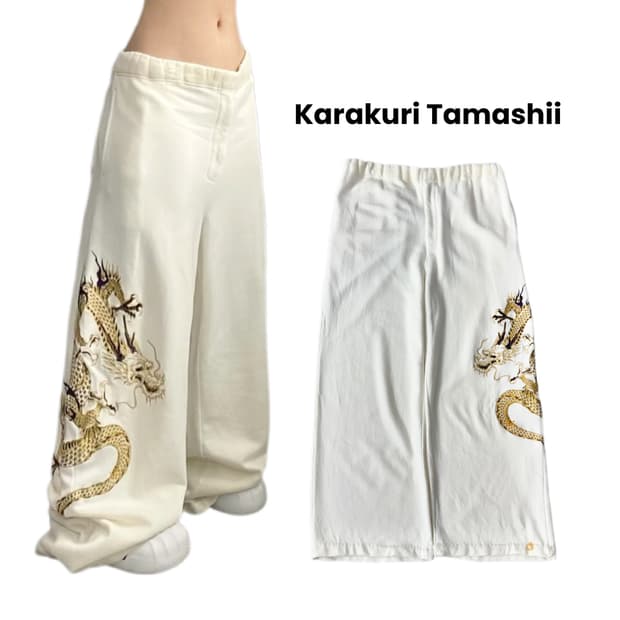카라쿠리타마시 용자수 드래곤 오리엔탈 와이드 트랙팬츠