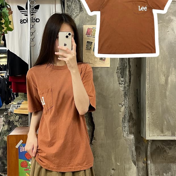 리 포켓 반팔티 오렌지브라운 S #csz631