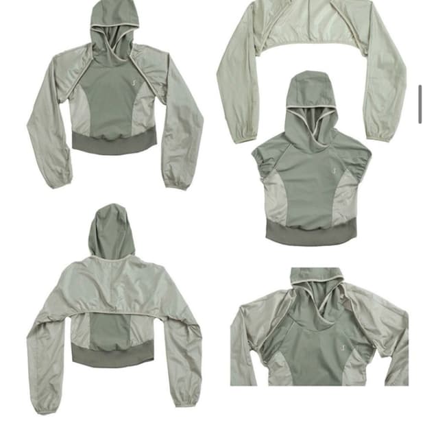 오호스 2way 후드 볼레로 카키