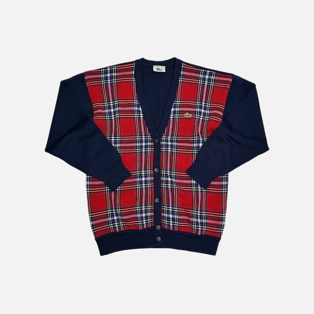 라코스테 서광 90s 체크 니트 가디건