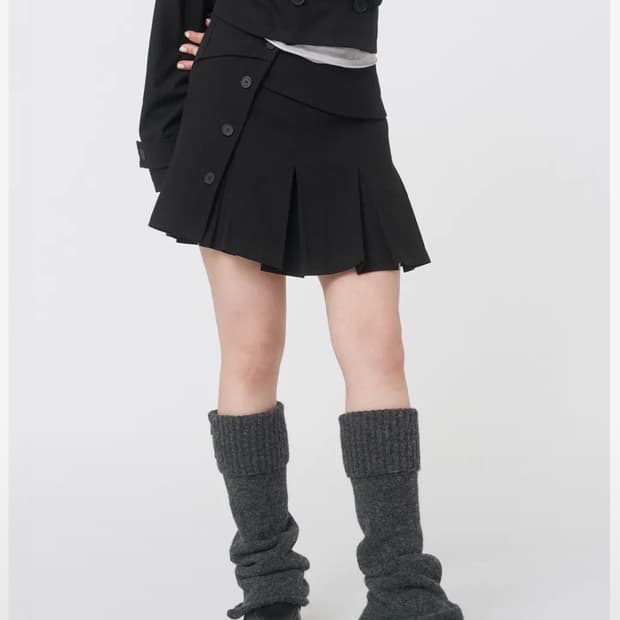 무신사 미세키서울 플리츠 랩 미니 미디 스커트 치마 블랙 코이세이오헤시오