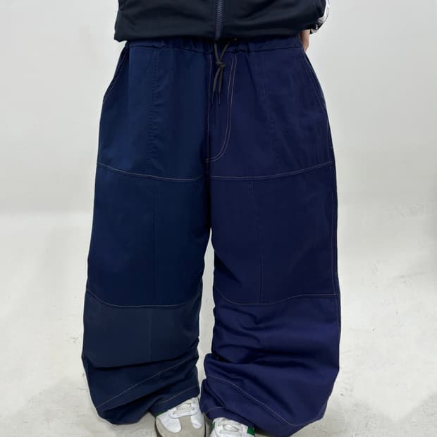 90s 올드스쿨 커스텀벌룬 네이비 와이드 팬츠