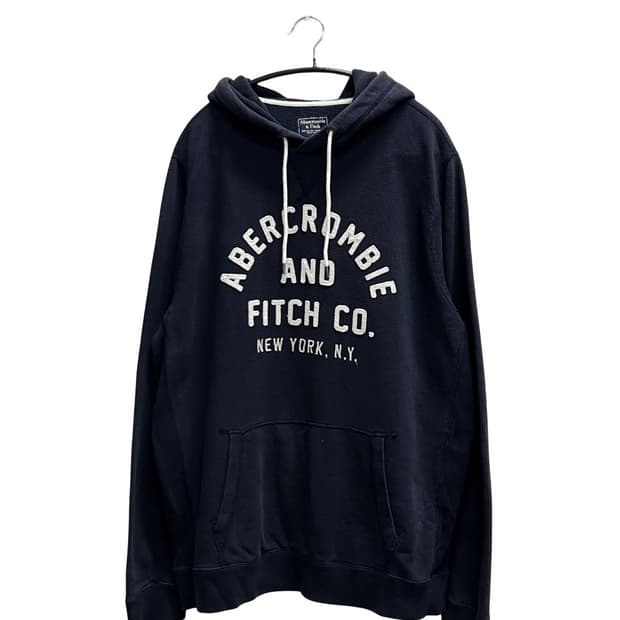 아베크롬비 패치로고 후드 티 다크네이비