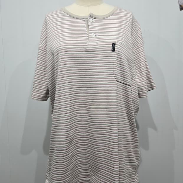 랑방 헨리넥 스트라이프 반팔 티셔츠