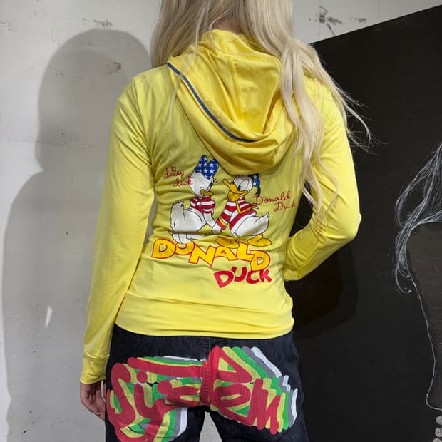 JPN 일본 빈티지 Disney 딱붙핏 와투케 도널드덕 후드집업 져지