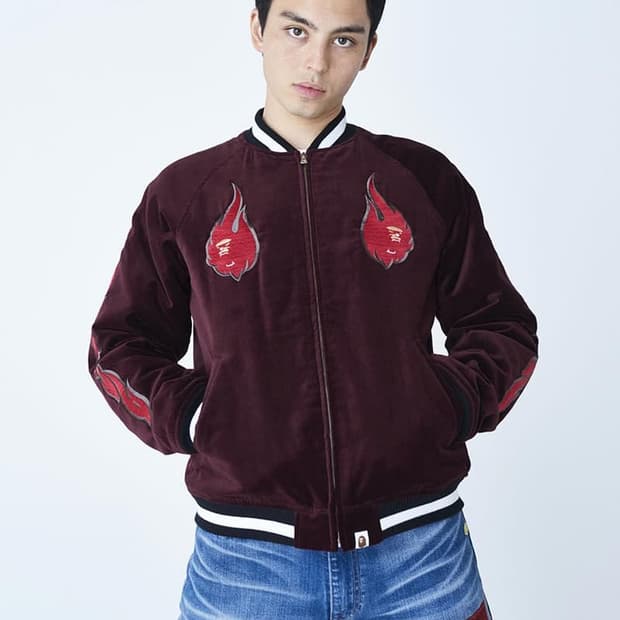 베이프 벨루어 수베니 어 버건디 자켓