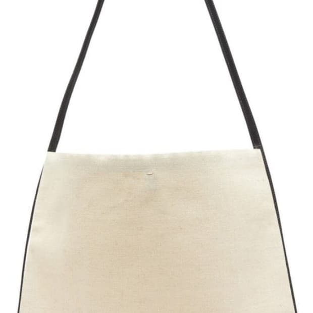 질샌더 보더 가죽 트리밍 캔버스 토트백