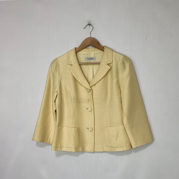 LANVIN 랑방 빈티지 실크 혼방 여성 버튼 자켓 라이트옐로우