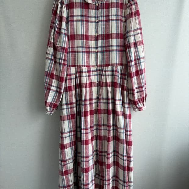 Rosebay 린넨 체크 롱 원피스