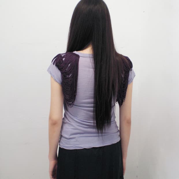SACAI AD2009 fringe shoulder t-shirt