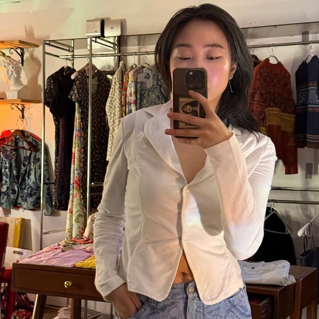 Max Mara (weekend) 화이트 저지 가디건형 자켓 S