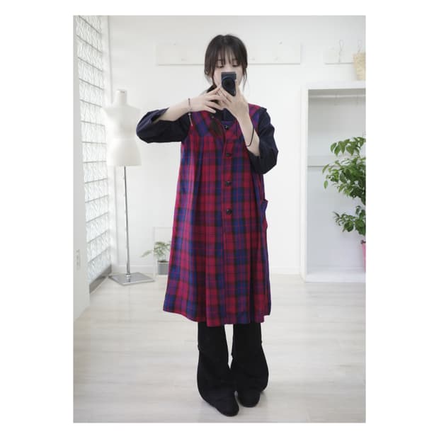 tartan check sleeveless one-piece