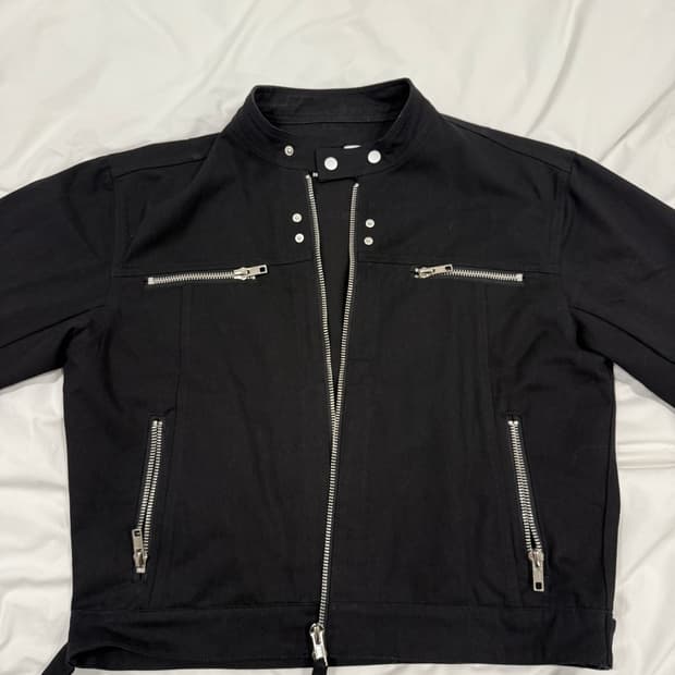 척도 크롭 바이커 자켓